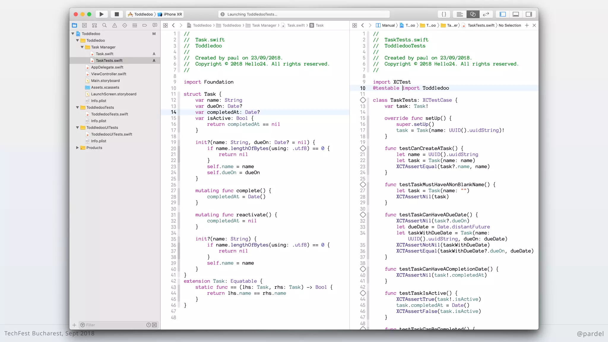 TechFest Bucharest, Sept 2018 @pardel
 