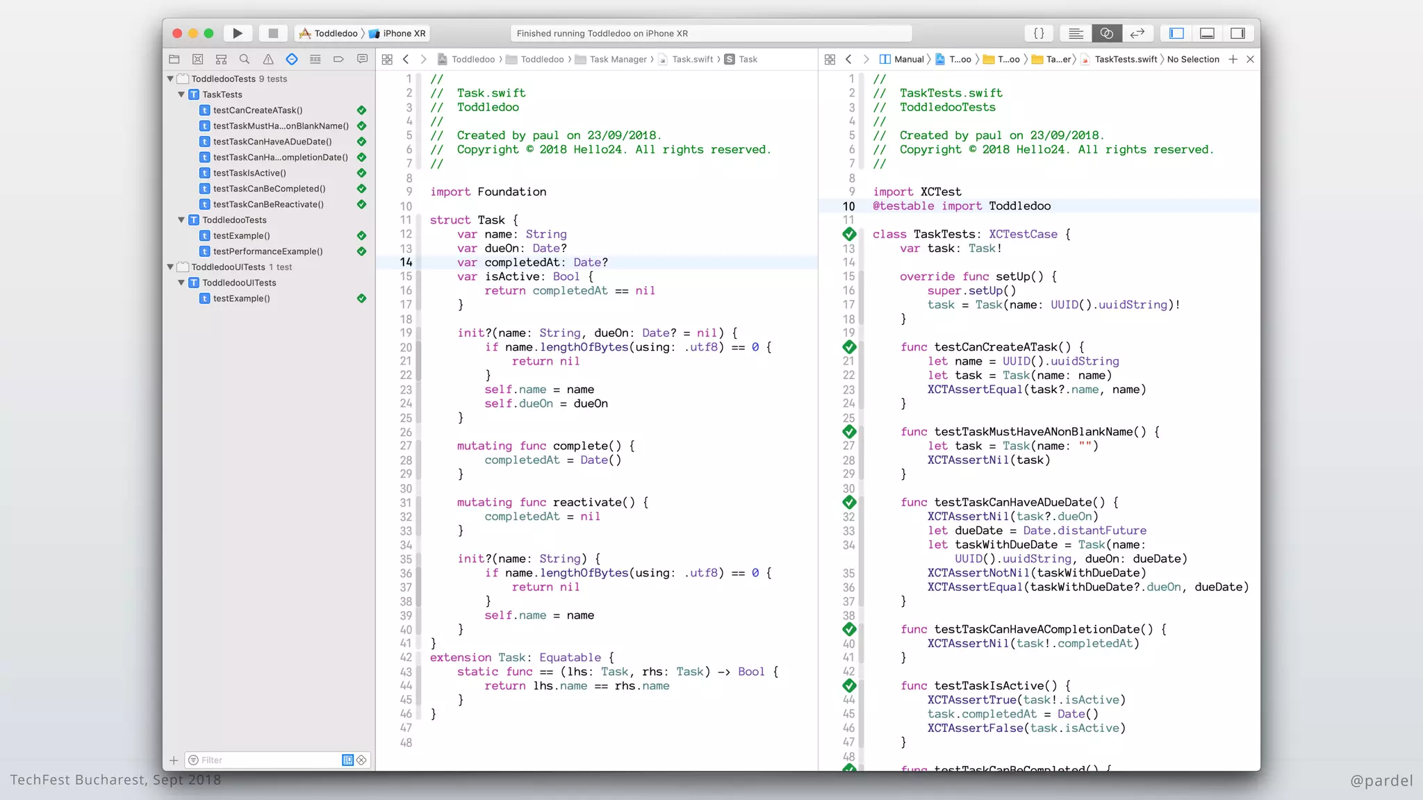 TechFest Bucharest, Sept 2018 @pardel
 