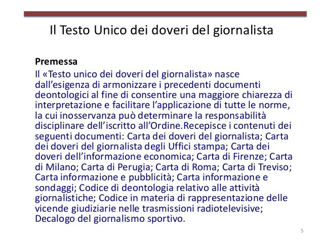Carta Dei Doveri Del Giornalista Degli Uffici Stampa Testo unico dei doveri del giornalista