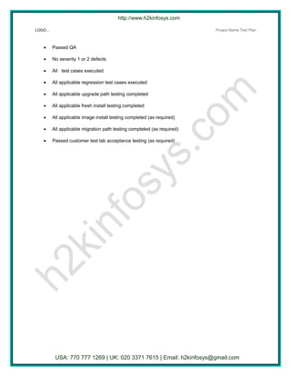 Upgrade Test Plan Example Test Plan Template | DOC