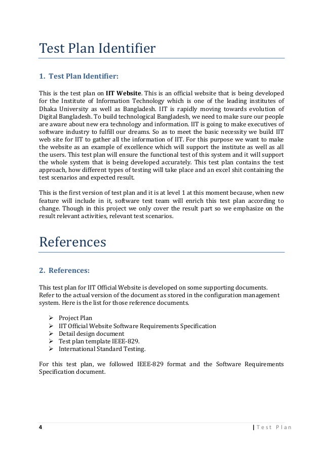 test plan on iit website test plan on iit website