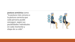 postura armónica como
"la postura más cercana a
la postura correcta que
cada persona puede
conseguir, según sus
posibilidades individuales
en cada momento y
etapa de su vida".
 