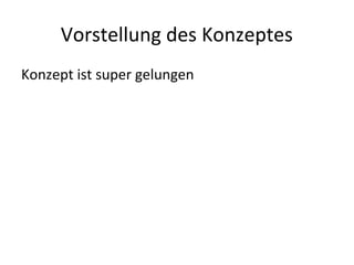 Vorstellung des Konzeptes
Konzept ist super gelungen