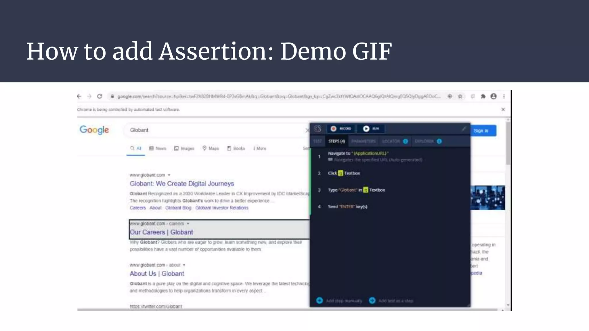 How to add Assertion: Demo GIF 