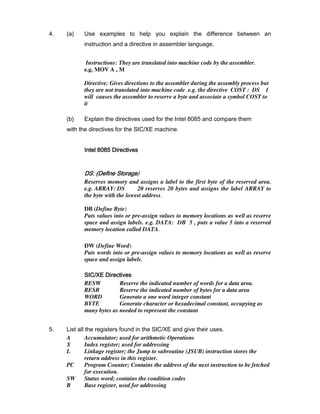 Assembly Code Question Test Examinable Question and answer system programming | PDF