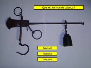 Quel est ce type de balance ? Trébuchet Roberval Romaine 