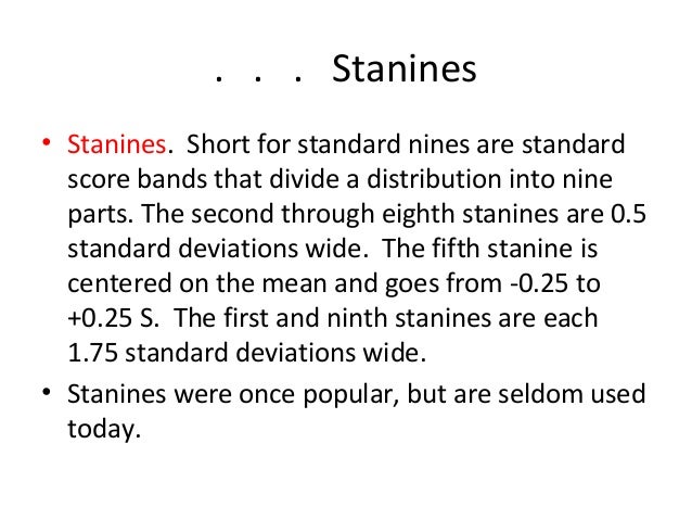 How do you calculate stanine scores?