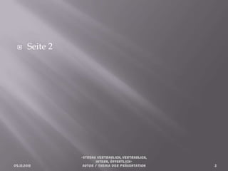      Seite 2




                 –streng vertraulich, vertraulich,
                        intern, öffentlich–
05.12.2012        Autor / Thema der Präsentation     3
 