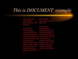 This is DOCUMENT  example 