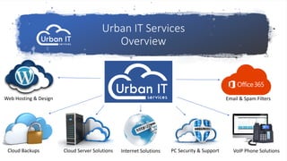 Urban IT Services
Overview
Web Hosting & Design Email & Spam Filters
VoIP Phone SolutionsPC Security & SupportCloud Server SolutionsCloud Backups Internet Solutions
 