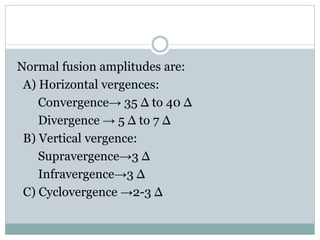 Normal Vergence Ranges Tests of binocularity | PPTX