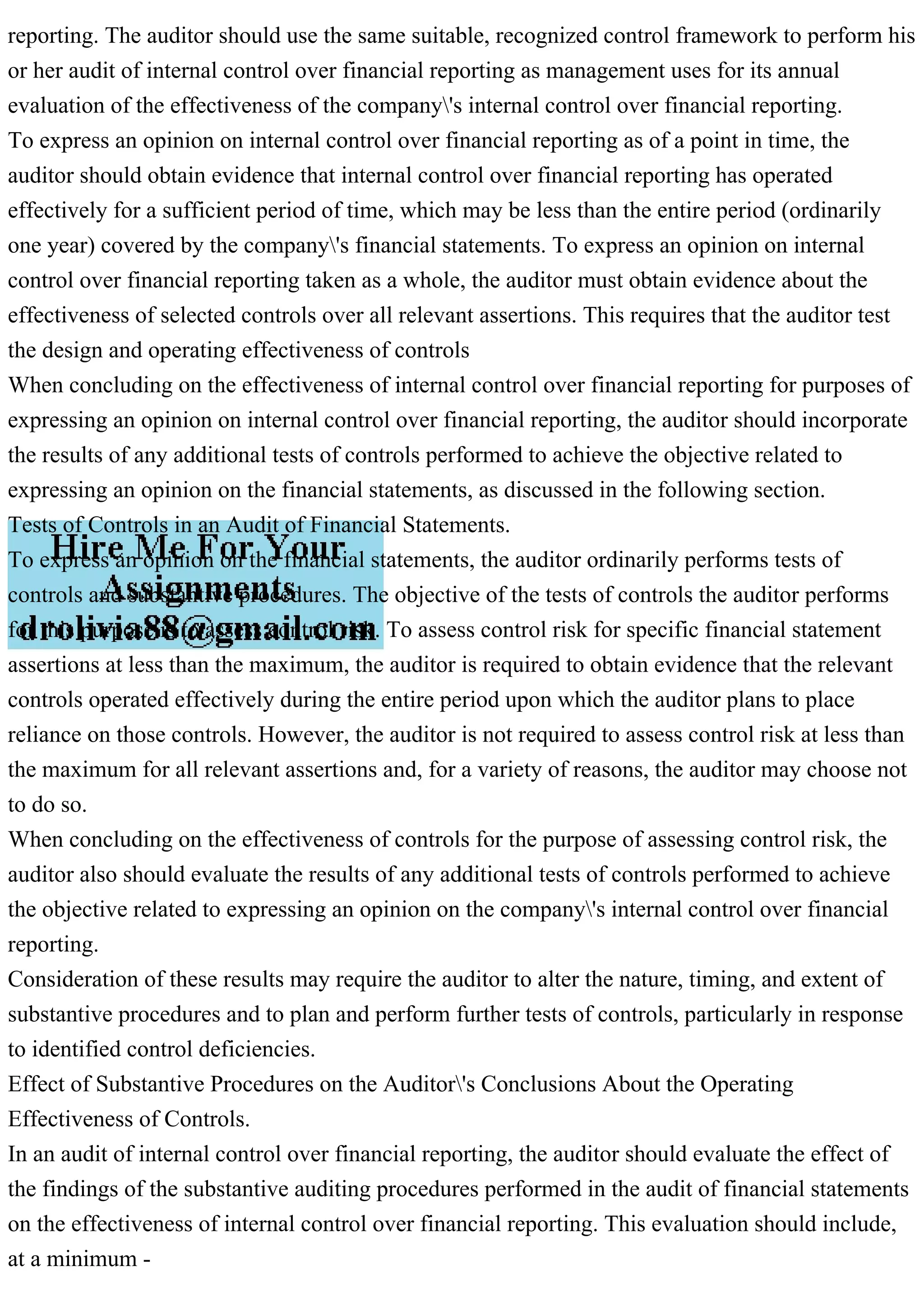 Tests of Controls in an Audit of Internal Control. The objective of .pdf