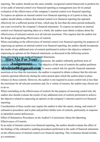 Tests of Controls in an Audit of Internal Control. The objective of .pdf