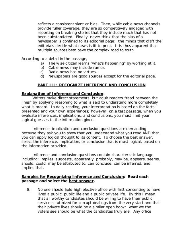 tests of reading comprehension