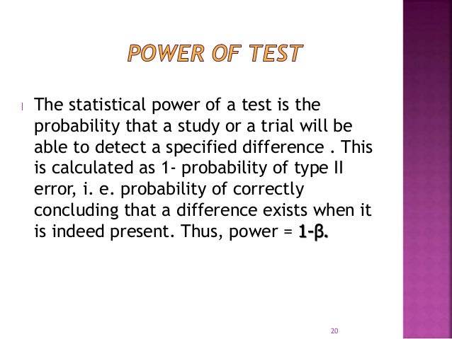 tests of significance statistical power formula