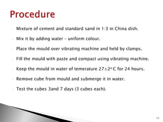 Tests on cement | PPTX