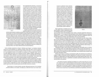 bros exageradamente extendidos y ensanchados
y la postura (con los pies separados y los brazos
colgando lejos del cuerpo, listos para la acción},
refuerzan la impresión de que se trata de alguien
que está intentando ·ponerse a prueba". Evidente-
mente el examinado no puede ponerse a prueba
en lo que respecta a su estatura (o sea. no hay es-
pacio suficiente en la hoja como para dibujar una
persona tan grande como él desearía} ni a su apa-
riencia en general. 8 tratamiento "tipo animal" del
dibujo, la torva y dura expresión facial, y los brazos
casi simiescos y demasiado largos en relación con
la longitud del cuerpo, manifiestan la necesidad del
examinado de ponerse a prueba en la hoja en la
hoja de papel, de probarse como masculino, activo
y merecedor del status, corno alguien que no debe
ser tomado a Ja ligera. Tanto los hombros ensan-
chados como la estatura exagerada nos recuerdan
aquel principio psicológico de Shakespeare según
el cual la persona •protesta demasiado".
Cuando nos enteramos de que se examinó al
FIGURA 1
paciente en relación con una violación por la cual fue
penado podemos apreciar el paralelo que existe entre su intento de poner aprueba su virilidad, en la
hoja de papel y en la vida real. Esta necesidad compulsiva también se revelaba en el hecho de que
mantenía simultáneamente cuatro amantes en distintas partes de la ciudad. Con lrecuencia, en una
sola noche, visi1aba a las cuatro. Una de esas noches, cuando volvia de sus visitas, la llOZ interna de
la duda sobre la virilidad aumentó de v00men porquinta vez ypara aca11arla cometió una violación.
Obtenia muy poco placer de sus actividades sexuales. Confesó que preferia más que realizar
un coito, ir al cine o leer un libro, pero que, sin embargo, algo dentro de él se sentla "incómodo"
hasta que no tenía una relación sexual. La relación sexual no era para él 'placentera· o "divertida"
sino algo que le servía para descargar una ansiedad intolerable, ansiedad producida por el temor
de no ser suficiente hombre. En apariencia, este temor estaba reforzado por su condición ñsica:
caminaba cojeando, era de baja estatura, delgado, casi insignificante, justamente la antítesis de la
persona que dibujó, cuyos rasgos trataba de emular al modo del ideal del yo.
Como contraste presentamos la figura 2. Mientras que la figura 1 se desviaba marcada-
mente de la norma estadística con respecto al tamaño, dentro del mismo continuo la figura 2
también se desvía, pero en la dirección opuesta. 8 dibujo de la figura 2 no solo es inadecuado
en lo que respecta al tamaño, sino también en la postura y en la expresión facial. Los bra-
zos están alejados del cuerpo como incapaces de acción. Reflejan inutilidad y dependencia, lo
mismo que los dedos, inefectivos y en número de tres por mano. La expresión facial, es pasiva,
oral-receptiva, y la cara redonda, carente de sentimientos de masculinidad. Toda la figura esta
densamente sombreada, lo que refleja la intensa ansiedad y la tensión del examinado.
El emplazamiento de la figura en la página sustentan las mismas implicaciones que surgen
de los otros elementos del dibujo. En vez de asumir una posición central en la página, el dibujo
se retira hacia abajo ya la izquierda, como si buscara, dentro del campo total representado por
la hoja del dibujo, la seguridad de un rincón. Se ha agregado además un sol para que caliente la
patética figurita que tanta necesidad parece tener de calor emocional y de ayuda.
Dibujó Ja figura 2 un hombre de treinta y tres años. Delincuente sexual pero de una naturaleza
totalmente diferente a la del anterior. Se trataba de un delincuente sexual que buscaba criatu-
42 EMANUEL F. HAMMER
ras para su gratificación sexual. Aparente·
mente los sentimientos de inadecuación
psicosexual de este pacionte asumían pro-
porciones mucho más masivas que los del
primero. Ni siquiera podía utilizar Ja com-
pensación para esconder sus sentimientos
de falta de masculinidad. Se entregaba a
ellos buscando niñas en vez de mujeres
maduras, del mismo modo en que se en-
tregaba a ellos en el dibujo. Podemos ver
cómo la actuación en la hoja de papel
tiende a ser paralela a la actuación en el
campo del comportamiento manifiesto. Los
sentimientos de inadecuación e inutilidad
del examinado, tan patentes en el dibujo,
explica su necesidad de volverse hacia ob-
jetos sexuales inmaduros cuando sus im-
pulsos sexuales necesitan satisfacción.
Para fundamentar la hipótesis de la pro-
yección gráfica y refutar el argumento de que
los psicólogos clínicos leen en los dibujos lo
FIGl.RA 2
que ya conocen acerca del entrevistado, el autor realizó un pequeño experimento informal. En-
tregó tas figuras 1y 2 a un grupo de veinte psicólogos clínicos, explicándoles que una había sido
dibujada por un violador, y la otra por alguien que buscaba niñas para su gratificación sexual. Se
les pidió después que indicaran cuál correspondía a cada uno de los pacientes.
Todas las elecciones realizadas fueron correctas; considerando que estos dibujos refleja-
ban en forma manifiesta los rasgos subyacentes de los dos examinados y que hablaban con
elocuencia sobre la condición psicológica de ellos, fueron entregados a treinta estudiantes se-
cundarios del primer año de una clase de inglés. Se comprobó que también los estudiantes
acertaron en un ciento por ciento en sus identificaciones; esto indica que cuando los dibujos
tienen implicaciones particularmente claras, y reflejan condiciones extremas, hasta los legos, no
iniciados, son capaces de comprender el lenguaje proyectivo gráfico.
Presentamos la figura 3 para continuar con la ejemplificación del tamaño como un continuo
que el psicólogo clínico que emplea dibujos proyectivos puede encontrar frecuentemente. La
figura 3 es el dibujo de una persona masculina realizada por un entrevistado del mismo sexo. La
figura humana es tan pequeña que el lector puede llegar a tener problemas para localizarla: está
en el centro del extremo inferior.
Mientras que la figura 2 constituye una descripción gráfica del sentimiento de insuficiencia,
la figura 3 refleja un sentimiento total de insignificancia. No sólo por el tamaño minúsculo sino
también por la débil presión de la línea que determina que el dibujo apenas pueda verse; nues-
tro tercer examinado transmite un sentimiento de absoluta carencia de valores de status o de
reconocimiento como persona.
Por extraño que parezca, este dibujo fue realizado por un chico de doce años con un CI de
150. A pesar de su alto CI se sentia totalmente carente de valores. Su padre se habla doctorado
en una ciencia social y su madre era profesora en una ciencia afin a la del padre. Ambos sobre-
exiglan tanto al niño que éste no tardó en cristalizar una autoimagen de persona insuficiente en
comparación con esas altas exigencias. Los padres demostraban una marcada preferencia por el
hermano menor del examinado, lo que reforzaba sus sentimientos de insignfficancia. Además sos-
2. LA PROYECCIÓN EN EL ENCUADRE CLiNICO 43
 