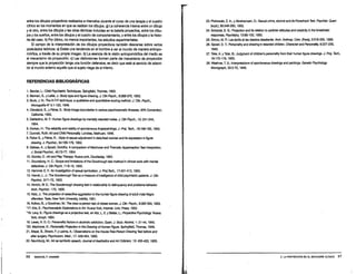 entre los dibujos proyectivos realizados a intervalos durante el curso de una terapia y el cuadro
clínico en los momentos en que se realizan los dibujos. g) La coherencia interna entre un dibujo
y el otro, entre los dibujos y las otras técnicas incluidas en la batería proyectiva, entre los dibu-
jos y los sueños, entre los dibujos y el cuadro de comportamiento, y entre los dibujos y la histo-
ria del caso. h) Por último, no menos importantes, los estudios experimentales.
El campo de la interpretación de los dibujos proyectivos también descansa sobre varios
postulados teóricos: a) Existe una tendencia en el hombre aver el mundo de manera antropo-
mórfica, a través de su propia imagen. b) La esencia de la visión antropomórfica del medio es
el mecanismo de proyección. c) Las distorsiones forman parte del mecanismo de proyección
siempre que la proyección tenga una función defensiva, es decir que esté al servicio de adscri-
bir al mundo externo aquello que el sujeto niega de sí mismo.
REFERENCIAS BIBLIOGRÁFICAS
1. Bender, L: child Psychiatric Techniques. Spingfield, Thomas, 1952.
2. Berman, S., y Leffel, J.: Body type and figure drawing. J. Clin Psych., 9:368·370, 1953.
3. Buck, J. N.: The H-T-P technique, aqualltative and quantitative scoring method. J. Clin. Psych.,
Monografía N" 5:1-120, 1948.
4. Cleveland, S., y Fisher, S.: Body-image boundaries in various psychosomatic illnesses. AfJA Convention,
California, 1955.
5. DeMartino, M.F.: Human figure drawings by mentally retardad males. J. Clin Psych., 10: 241-244,
1954.
6. Dorken, H.: lhe reliability and validity of spontaneous fingerpaintings. J. Proj. Tech., 18:169·182, 1952.
7. Dunnett, Ruth: M and Chifd Personality. Londres, Methuen, 1948.
8. Fisher S., y Fisher, R. :Style ofsexual adjustment in disturbed women and its expression in figure
drawing. J. Psychol., 34:169-179, 1952.
9. Gallase, A.• y Spoerl, Dorothy: Acomparison of Machover and Thematic Apperception Test interpretion.
J. SocialPsychol., 40:73-77. 1954.
10. Gondor. E.:MandPlayTherapy. Nueva york, Doubleday, 1954.
11. Gounzburg, H. C.: Scope and limitations of the Goodnough test method in clinical work with mental
detectives. J. Clin Psych, 11 :8-15, 1955.
12. Hammer, E. F.: An investigation of sexual symbolism J. Proj.Tech., 17:401-413, 1953.
13. Hanvik, L. J.: lhe Goodenough Test as ameasure of intelligence ofchild psychiatric patients. J. Clin.
Psychol., 9:71-72, 1953.
14. Hinrich, W. E.: The Goodenough drawing test in relationship to dellnquency and problema behavior.
Arch. Psychol.: 175, 1935.
15. Katz, J.: The projection of assauftive aggression in the human figure drawing of aduft male Negro
offenders. Tesis, New York University, inédita, 1951.
16. Kotkov, B., yGoodman, M.: lhe draw-a-person test of obesa women. J. Clin. Psych., 9:362-364, 1953.
*17.Kris, E.: Psychoanalytic Explorations in M. Nueva York, lntemat. Univ. Press. 1952.
"18. Levy, S.: Figure drawings as a projective test, en Abt, L. E. y Bellak, L: Proyectiva Psycho/ogy. Nueva
York, Knopf, 1950.
19. Lewis, N. D. C.: Personality factors in alcoho!ic addiction. Quart. J. Stud. Alcohol, 1: 21-44, 1940.
*20. Machover, K.: Personality Projection in the Drawing ofHuman Rgure. Springfield, Thomas, 1949.
21. Meyer, B., Brown, F. y levine, A.: Observations on the House-Tree-Person Drawing Test befare and
after surgery. Psychosom. Med., 17: 428-454, 1955.
22. Naumburg, M.: M as symbofic speech. Joumal ofAesthetics andM Criticism, 13: 435-450, 1955.
56 EMANUEL F. HAMMER
23. Piotrowski, z. A., yAbrahamsen, D.: Sexual crime, alcohol and de Rorschach Test Psychiat. Quart.
(supl.), 26:248-260, 1952.
24. Schactel, E. G.: Projection and its relation to carácter attitudes and creativity in the kinesthetic
responses. Psychiatry, 13:69-100, 1950.
25. Simon, M. P.: Les écrits et les dessins desalienés. Arch. Anthrop. Crim. (Paris), 3:318-355, 1888.
26. Spoer1, D. T.: Persona!ity and drawing in retardad children. Character and Personality, 8:227-239,
1940.
27. Toler, A. y Toler, B.: Judgment of children·s personality from their human figure drawings. J. Proj. Tech.,
19:170-176, 1955.
28. Waehner, T. S.: lnterpretations of spontaneous drawings and paintings. Genetic Psychofogy
Monograph, 33:3-70, 1946.
2. LA PROYECCIÓN EN EL ENCUADRE CL!NICO 57
 