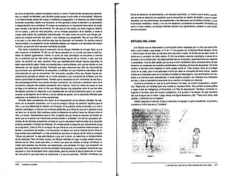 se come se agranda yparece encogerse cuando no come. Puede brindar sensaciones placente-
ras y un estado de bienestar, pero también puede causar mucho dolor e incomodidad. Utilizando
o no determinadas partes del cuerpo o mediante la exageración o el descuido de determinadas
funciones corporales, desde muy temprano, el niño aprende a atraer la atención y la aprobación
o desaprobación de su ambiente. 8 cuerpo se convierte en un importante instrumento de poder
para manejar a las figuras del ambiente. Por ello para el niño existe una cierta magia en relación
con el cuerpo, y para los más pequeños, con su limitada aceptación de la realidad, a véces el
cuerpo está dotado de cualidades sobrenaturales. Por este motivo es común que dibujen per-
sonas con cuerpos enormes, tipo globo, o con cabezasmuy exageradas. Pero es muy diñcil que
a los seis o a los siete años continúe este tipo de distorsión tan llamativo. En cambio crece el
reconocimiento y la aceptación de las realidades básicas con respecto a la naturaleza del cuerpo
humano, aunque aún se lo use para maniobras de poder.
Otro factor importante para la evaluación de los dibujos infantiles en el lugar físico que el
niño ocupa en el ambiente. 8 niño es una figura pequeña en un mundo que para él está po-
blado de objetos gigantescos. Desde un punto de vista psicológico se encuentra a merced
de un ambiente que es más fuerte que determinadas figuras de su mundo, o sea, que sus
pares. De acuerdo con esto, aquellos niños que repetidamente dibujan figuras pequeñas no
están reaccionando según todas sus experiencias y oportunidades, sino que se centran en sus
relaciones con las figuras adultas. Parecería que esas relaciones han sido tan abrumadoras
que provocan sus sentimientos de pequeñez e inutilidad, sin que importe la naturaleza de las
circunstancias en que se encuentran. Por otra parte, aquellos niños que dibujan figuras ex-
cesivamente grandes se refieren de un modo exclusivo a los momentos de fortaleza que han
tenido oportunidad de experimentar. Parecía que la necesidad de vivir momentos de ese tipo y
del autoreaseguramiento que resulta de esos momentos, los conduce a mantener fuera de la
conciencia cualquier otra posible percepción de si mismos. Como en todos los casos en que
se llega a los extremos, tanto el niño que dibuja figuras muy pequeñas como el que las hace
demasiado grandes no responde a sus experiencias de manera totalmente sana y en conse-
cuencia, la percepción de sí mismos y de los demás es parcial, con la resultante dificultad para
adaptarse a la realidad de muchas experiencias.
También debe considerarse otro factor en la interpretación de los dibujos infantiles. Se rela-
ciona con la situación proyectiva, con lo que la consigna "dibuje una persona" significa para el
niño, y con sus diferencias en relación con el adulto. En la práctica clínica al someter a un niño a
examen psicológico, a menudo se comienza pidiéndole que dibuje (lo que por lo general nunca
se hace con el adulto). Esto atestigua sobre la diferencia de actitud hacia los dibujos entre el
niño y el adulto. Generalmente para el niño, el pedido de que dibuje es reductor de tensión en
tanto que en el adulto con frecuencia provoca tensión y ansiedad. Uno de los supuestos car-
dinales de las técnicas proyectivas consiste en que la naturaleza inestructurada de la situación
produce ansiedad ymoviliza las defensas. En consecuencia la pregunta que naturalmente surge
es la siguiente: ¿Para el niño la consigna de que dibuje es una circunstancia inestructurada, no
familiar y productora de tensión, o la frecuencia y el placer con que la mayoría de los niños di-
buja excluye esa posibilidad? Lo más probable es que para la mayoría de los niños la consigna
"dibuje una persona· no sea perturbadora y que, por lo tanto, no determine un fortalecimiento
de las defensas. Pero de todos modos, los dibujos infantiles sin lugar a dudas revelan los pro-
blemas de los niños, pues para ellos, lo mismo que para los artistas, el dibujo constituye un
medio para expresar sus temores, sus esperanzas y sus fantasías. En rigor, con excepción de
aquellos niños que ejercitan formas de actMdad manipulatoria y que necesitan situaciones que
requieren un tipo de expresión libre y espontánea, para los demás el dibujo parece ser un modo
de comunicar lo que para ellos es importante y lo que los perturba. También constituye una
100 FLORENCE HALPERN
forma de liberación de sentimientos y de impulsos reprimidos. Lo mismo que el sueño, aquello
que se crea se relaciona con aspectos que se encuentran en estado de tensión y que no están
resueltos, con los sentimientos, las experiencias y las relaciones que el individuo anhela y o que
le producen ansiedad y miedo, y no con los aspectos o problemas ya resueltos. Encarados ya
como un acto creativo, los dibujos infantiles resultan muy significativos y poseen un gran poder
de comunicación.
ESTUDIO DEL CASO
Los dibujos que se interpretarán a continuación fueron realizados por un niño que tenía ocho
años y ocho meses y que poseía un CI de 117 de acuerdo con el Stanford-Binet revisado, forma
L Era el mayor de dos hijos; su hermana tenía tres años ymedio. Su familia era de clase media. 8
padre era un vendedor con éxito relativo. 8 niño fue enviado aexamen psicológico acausa de su
enuresis y de su tartamudeo. Se desempeñaba bien en la escuela y aparentemente sus maestras
lo apreciaban. Una de ellas señaló que aunque el niño manifestara cierto amaneramiento de tipo
femenino, en ocasiones se mostraba autoafirmativo eintentaba dominar las situaciones. De todos
modos, la eSc:uela como totalidad no tenía quejas contra él. Tenía amigos, tanto en el colegio
como en su casa, pero no se esforzaba mucho por estar en compañía de otros chicos. Jugaba
si ellos se le acercaban pero él no tomaba la iniciativa en este aspecto; Sus sentimientos con res-
pecto a su hermana eran ambivalentes. A veces parecía quererla y se mostraba muy interesado
por ella, y otras la apartaba bruscamente de su camino y la trataba con violencia.
Durante la entrevista en que se le administraron los tests, se mostró cooperativo y simpá-
tico. Respondía con facilidad pero era notable su inquietud física. Hizo primero la tarea gráfica
y luego el test de inteligencia, el Rorschach y el Test de Apercepción Temática. Comenzó di-
bujando al hombre, pero sin el gorro académico, ni el puntero ni la pizarra. En ese momento
dijo que la figura era un robot. Luego dibujó una figura femenina y dijo: "Tiene ocho años, está
parada, y hablando con la maestra."
Insistió después en retomar la figura masculina yle agregó un gorro académico, el puntero Y
la pizarra e indicó que era un "profesor".
.;¡;"· -
r: /....
•/'··
~-
~: ·..·~:~ -~ ·..
• ... . .. .. ..'" .. 1·.~:: .;....
~·k~1~i..-;~·:~l~~~f i~'f.
FIGuRA 1 F1GURA2
5. ESTUDIO DEL CASO OE UN NIÑO ENFERMO DE OCHO AÑOS 101
 