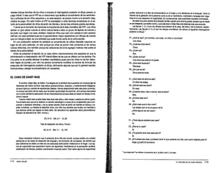 vidades lúdicas favoritas de los niños e inclusive el interrogatorio posterior al dibujo parece un
juego infantil. Osea que el HTP es un instrumento que facilita el conocimiento de los sentimien-
tos yactitudes de los niños pequeños y, en este aspecto, se parece mucho a la situación diag-
nóstica de juego. Por este motivo el HTP ha aventajado a otras técnicas proyectivas en el es-
tudio de la personalidad de niños del jardín de infantes y de los tres primeros grados escolares.
Yahora es el momento de mencionar la importancia de la fase cromática del HTP. Los niños
sienten un gran placer cuando el clínico coloca frente a ellos un grupo de lápices de colores y
les piden que hagan una casa, etcétera. Hasta los niños que usan con cautela el color parecen
disfrutar con esta actMdad pues por lo general tienen mayor experiencia con dibujos de colores
que con dibujos alápiz; es una actMdad que suele formar parte de la rutina escolar.
En una publicación reciente he señalado la conveniencia de utilizar dieciséis crayones en
lugar de los ocho estándar, no sólo porque los niños se ponen más contentos al ver tantos
colores diferentes, sino también porque las variaciones de tonos agregan matices más sutiles al
retrato de la personalidad.
Antes de presentar el estudio de un caso clínico mencionaremos dos aspectos en que la
administración e interpretación del HTP infantil difiere de las que se utilizan con los adultos. Por
una parte no es posible efectuar el análisis cuantitativos pues para los niños no se han elabo-
rado reglas de puntaje y por otro me parece conveniente modificar la manera de formular las
preguntas del interrogatorio posterior al dibujo, eliminando algunas que por lo general resultan
improductivas y alargan el procedimiento sin necesidad.
EL CASO DE DAISY MAE
8 nombre, Daisy Mae, es ficticio. Fue elegido por la similitud de la paciente con el personaje de
histoñetas del mismo nombre: bajo status socioeconómico, atractiva, y medianamente inteligente,
aunque ingenua ycarente de expeñencias básicas. Hemos seleccionado este caso para comentar,
no porque sea típico de los casos que he tenido oportunidad de examinar, sino porque demuestra
con mucha claridad la adecuación de las interpretaciones aunque éstas se basen en dibujos inma-
duros ytoscos.
Cuando realizó esta prueba Daisy Mae tenía seis años y diez meses y estaba en primer grado.
Fue enviada para que se le realizara un estudio pslcológlco a causa de su incapacidad para com-
prender y obedecer directivas, y de su atraso escolar (nivel de jardfn de infantes en lectura y ra-
pidez numérica). La maestra la describió como una nii'ia muy sensible que lloraba con facilidad y
que siempre sentía que alguien le haé:ía daño. Se obtuvieron los siguientes datos psicométricos:
Revisión de Standford de 1937, Forma L:
EC, 6-10 EM, 5-7 CI, 82
Test de realización de Arthur, Forma 1
EC, 6-10 EM, 7-1 CI, 104
Estos resultados indicaron que el potencial.de la niña era normal, aunque existfa una notable
deficiencia en las áreas de desarrollo del lenguaje y de formación de conceptos. Se advirtió que
esta deficiencia se debía a la falta de una adecuada estimulación intelectual en el hogar. Los sig-
nos de organicidad que aparecieron fueron los siguientes: insuficiencia en la percepción auditiva;
clasificación de Strauss, positiva; coordinación muscular pobre. Pero estos signos de organicidad
174 ISAAC JOLLES
podían atribuirse a la falta de entrenamiento en el hogar y a la deficiencia en el lenguaje. Tanto la
histoña de la gestación de la paciente como la de su nacimiento, motñcidad ylenguaje eran nega-
tivas en lo que respecta a la organicidad. En consecuencia, esta posibilidad quedaba minimizada.
Se sabía ITll)' poco acerca de lasituación famifiarcuando se le tomó la prueba, exceptoque la madre
no era inteligente, que bebíamucho, yque solía llevaraDaisy Maealas tabernas alas queconcuma.
Las figuras 1, 2 y 3 son los dibujos acromáticos de la casa, del árbol y de la persona, respec-
tivamente. Las figuras 4, 5 y 6 son los dibujos cromáticos. Se obtuvo el siguiente interrogatoño
posterior al dibujo: •
P1. ¿Qué es eso? ¿Un hombre, una mujer, un chico o una chica?
Una chica.
P2. ¿Cuántos años tiene?
Cinco.
P3. ¿Quién es?
Eva.
P4. ¿Quién es Eva?
Una chica que está en mi grado.
PS. ¿Qué está haciendo?
Riéndose.
P6. ¿De qué se ríe?
De la persona tonta.
A1. ¿Qué clase de árbol es ése?
Un árbol de abejas.
/J2.. ¿Dónde está ese árbol?
Encasa.
P-3. ¿Cuántos años, más o menos, tiene el árbol?
Seis.
A4. ¿8 árbol está 'IWo?
No.
/J.S. ¿Qué crees que lo hizo moñr?
Las abejas que no se ocuparon de él.
¿Vivirá alguna vez de nuevo?
No.
C1 •¿Tiene alguna escalera esa casa?
Sí
C2. ¿tsa es tu casa?
Sf.
C3. ¿Te gustaría tener esa casa para ti?
Sí.
C4. ¿Si tuvieses esa casa y pudieses hacer lo que quisieras con ella, qué cuarto elegirías para ti?
Abajo (¿Cuál?) El dormitorio.
" Las preguntas P se refieren ala persona; las A. al árbol ylas e, ala casa.
tO. ESTUDIO DE UN CASO INFANTIL 175
 
