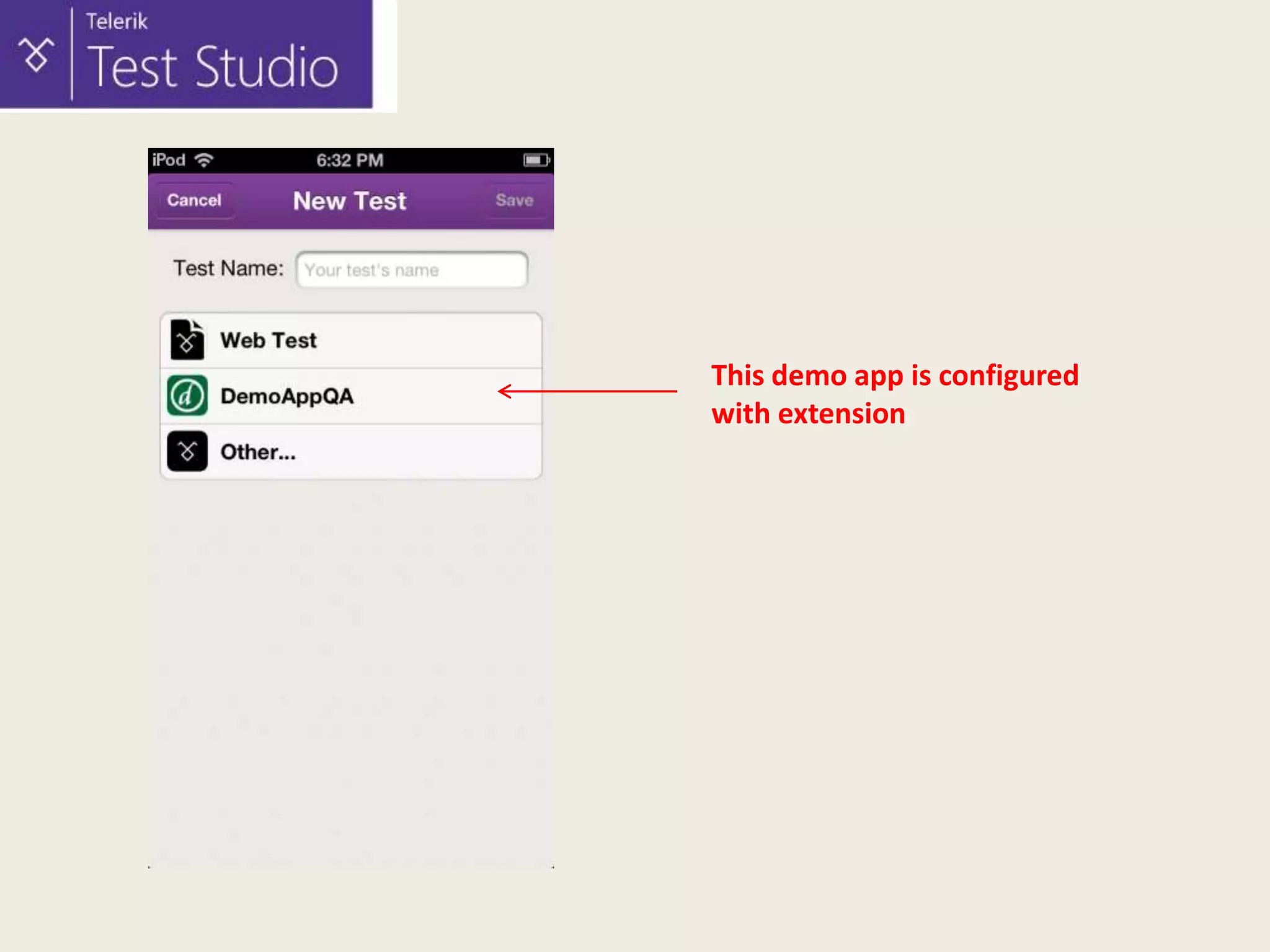 This demo app is configured
with extension

 