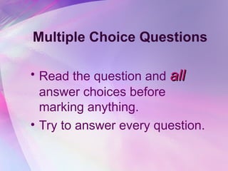 Test_Taking_Strategies_PN, Multiple Choice type of Questioning | PPT