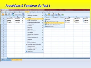 Procédons à l’analyse du Test t
 