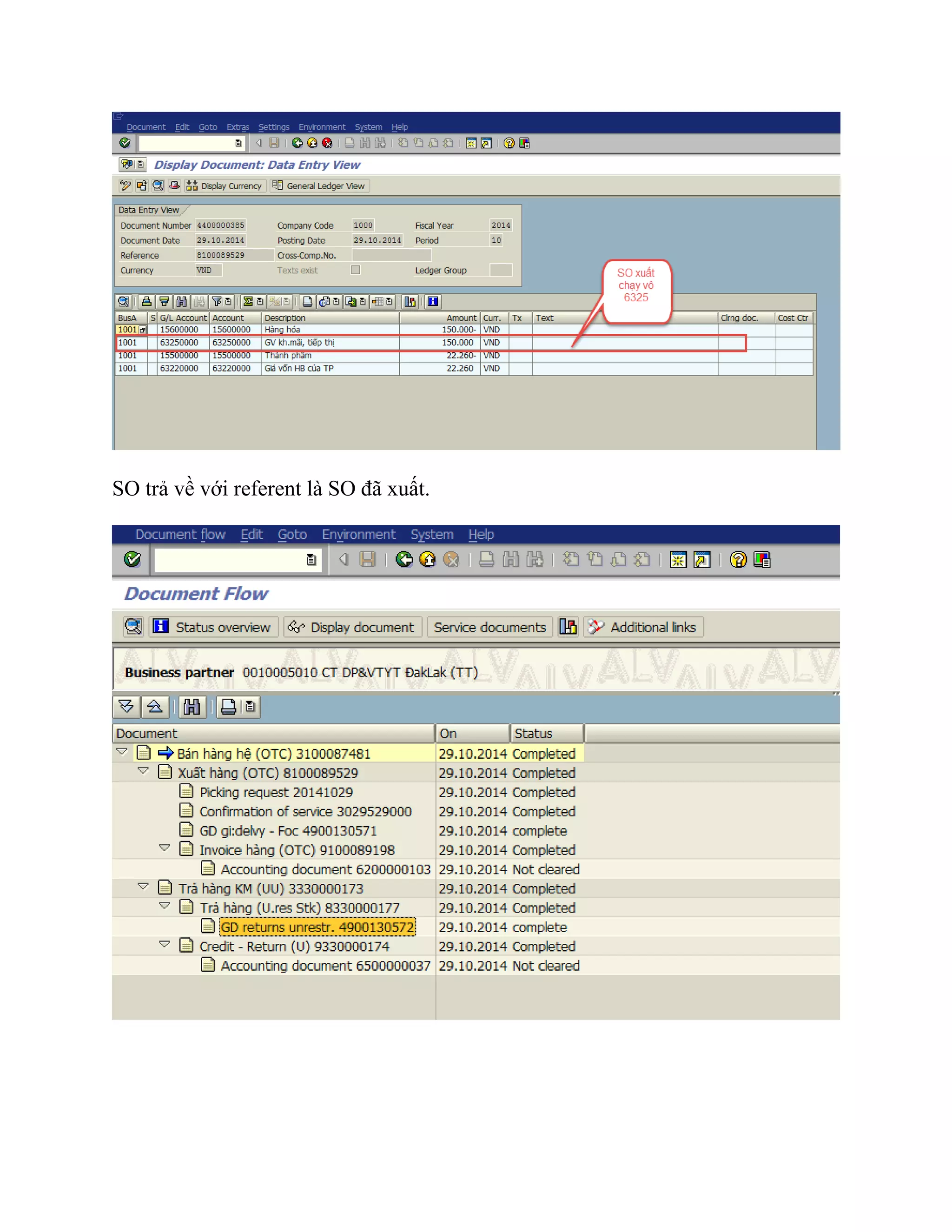 SO trả về với referent là SO đã xuất. 
 