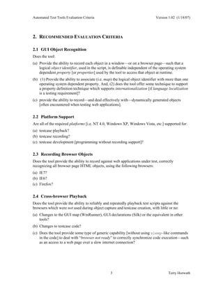 Testing Tool Evaluation Criteria