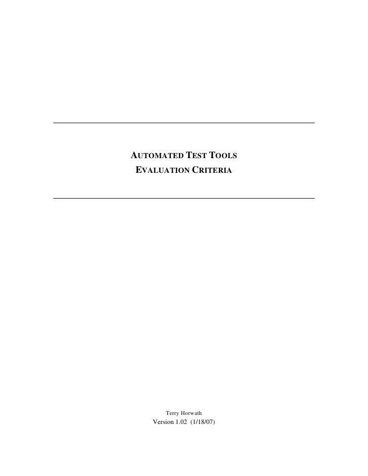 tool evaluation test criteria Evaluation Criteria Testing Tool