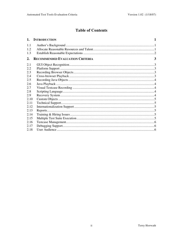 evaluation tool criteria test Testing Tool Evaluation Criteria