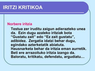 Testu Testu iruzkina | PPT
