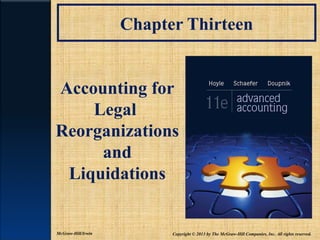 Chapter Thirteen
Accounting for
Legal
Reorganizations
and
Liquidations

McGraw-Hill/Irwin

Copyright © 2013 by The McGraw-Hill Companies, Inc. All rights reserved.

 