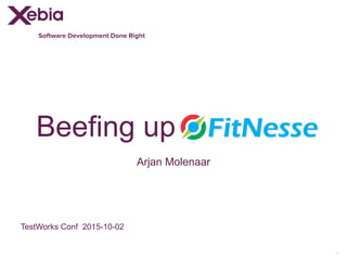 Software Development Done Right
Beefing up
1
TestWorks Conf 2015-10-02
Arjan Molenaar
 