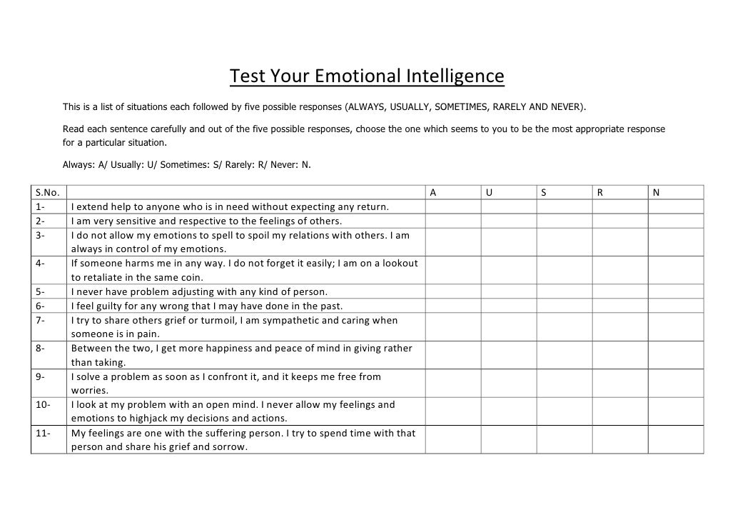 Behavioural Sc Test Your Emotional Intelligence