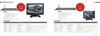 TS-170
series
PTZ performance
Feature
7 inch LCD Car monitor
7 inch original color TFT LCD digital screen
DC8-36V wide vol...