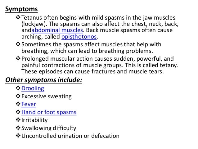 symptoms and causes of tetanus Tetanus toxemia, commonly called tetanus or lockjaw, is a disease that is caused by toxic bacteria called clostridium tetani this bacteria is usually found in soil and sometimes within the. symptoms and causes of tetanus Tetanus toxemia, commonly called tetanus or lockjaw, is a disease that is caused by toxic bacteria called clostridium tetani this bacteria is usually found in soil and sometimes within the.