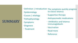 Tetanus Pathophys Tetanus |Causes | Signs and symptoms| All aspects - medical discussion ...