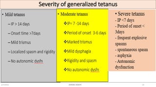Severity of generalized tetanus
2/7/2023 DEREBE ASSEFA 10
 