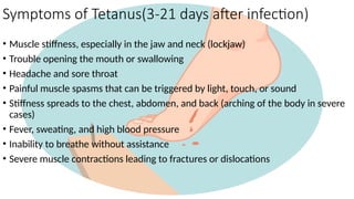 Bacterial infections- Tetanus 11th grade presentation | PPTX