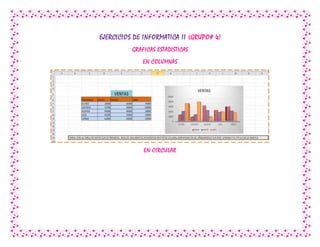 EJERCICIOS DE INFORMATICA II (GRUPO# 4)
GRAFICAS ESTADISTICAS
EN COLUMNAS
EN CIRCULAR
 