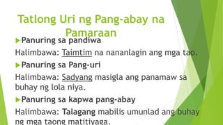 Salungguhitan Ang Pang Abay Bilugan Ang Inilalarawan O Binibigyang