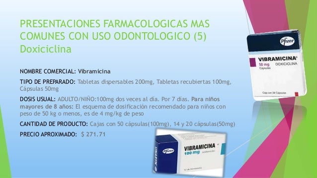 vibramicina doxiciclina 100mg precio