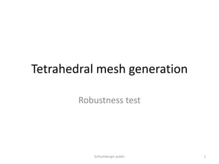 Tetrahedral mesh generation

        Robustness test




           Schlumberger public   1
 