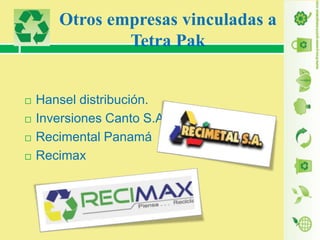 Otros empresas vinculadas a
Tetra Pak






Hansel distribución.
Inversiones Canto S.A.
Recimental Panamá
Recimax

 