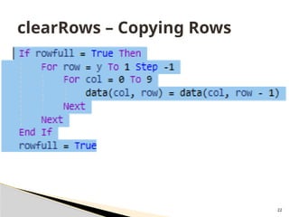 22
clearRows – Copying Rows
 