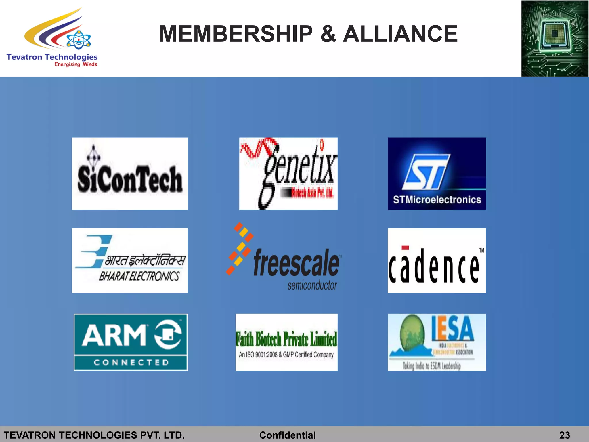 TEVATRON TECHNOLOGIES PVT. LTD. Confidential 23
MEMBERSHIP & ALLIANCE
 