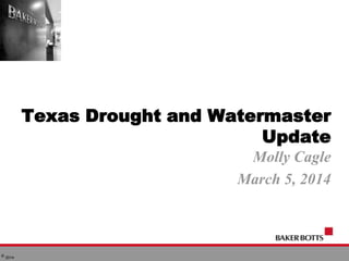 © 2014
Texas Drought and Watermaster
Update
Molly Cagle
March 5, 2014
 