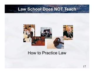 Law School Does NOT Teach




    How to Practice Law


                            17
 