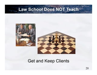 Law School Does NOT Teach




   Get and Keep Clients
                            20
 